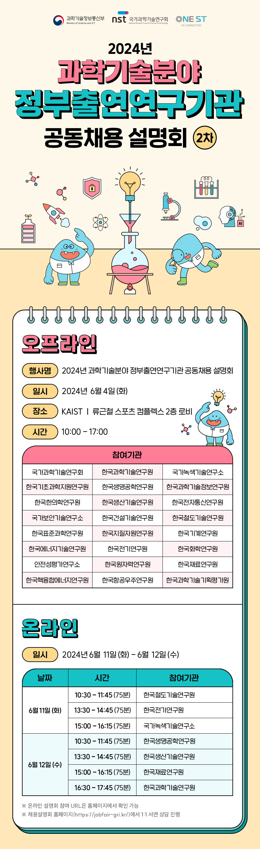 2024 과학기술분야 정부출연연구기관 공동채용 설명회 - 자세한 내용은 하단참조